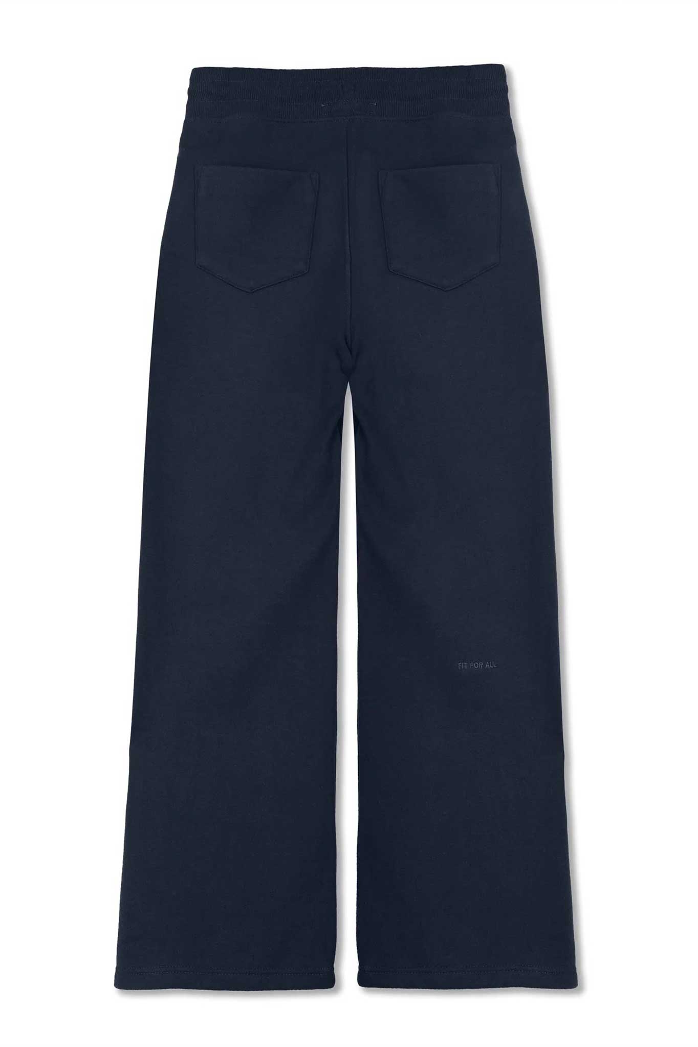 Back view of the men's navy blue joggers laid flat.
