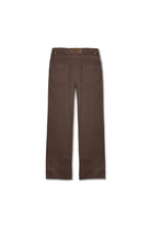 Back view of the brown wash wide-leg baggy jeans laid flat.