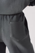 Detailed view of the pocket opening on womens fleece lounge shorts
