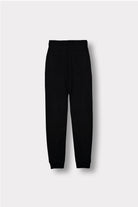 Back view of the fleece and denim joggers laid flat