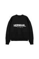 Back view of the limited edition men's black jumper with logo print, laid flat.