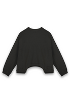 Back view of the men's black crew neck jumper laid flat.