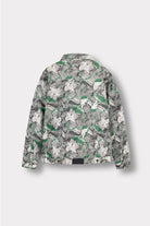 Back view of the men's psychedelic jacket laid flat.