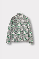 Front view of the psychedelic printed men's jacket laid flat.