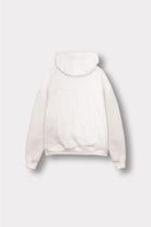 Back flat lay view of simple and comfortable mens white zip up hoodie