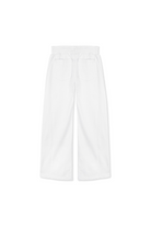 Back view of the women's white wide-leg joggers laid flat.