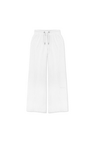 Front view of the women's white wide-leg jogger laid flat.