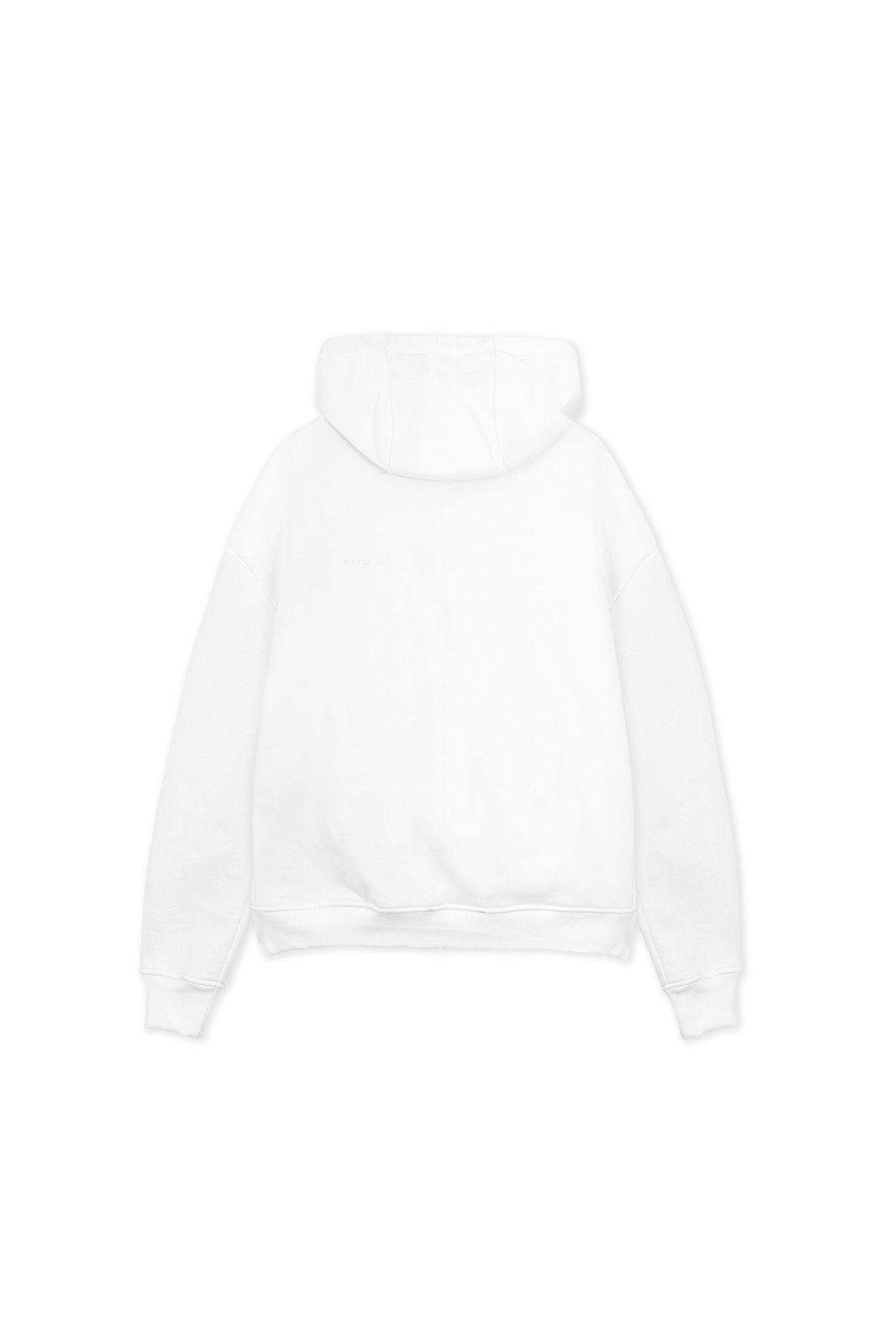 Back view of the women's white zip-up hoodie laid flat.