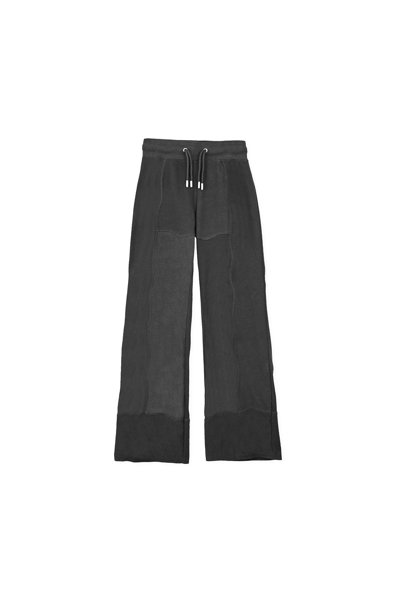 Flat lay front view of essential black kroen joggers for women