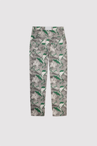 Back view of the women's psychedelic print jeans laid flat.