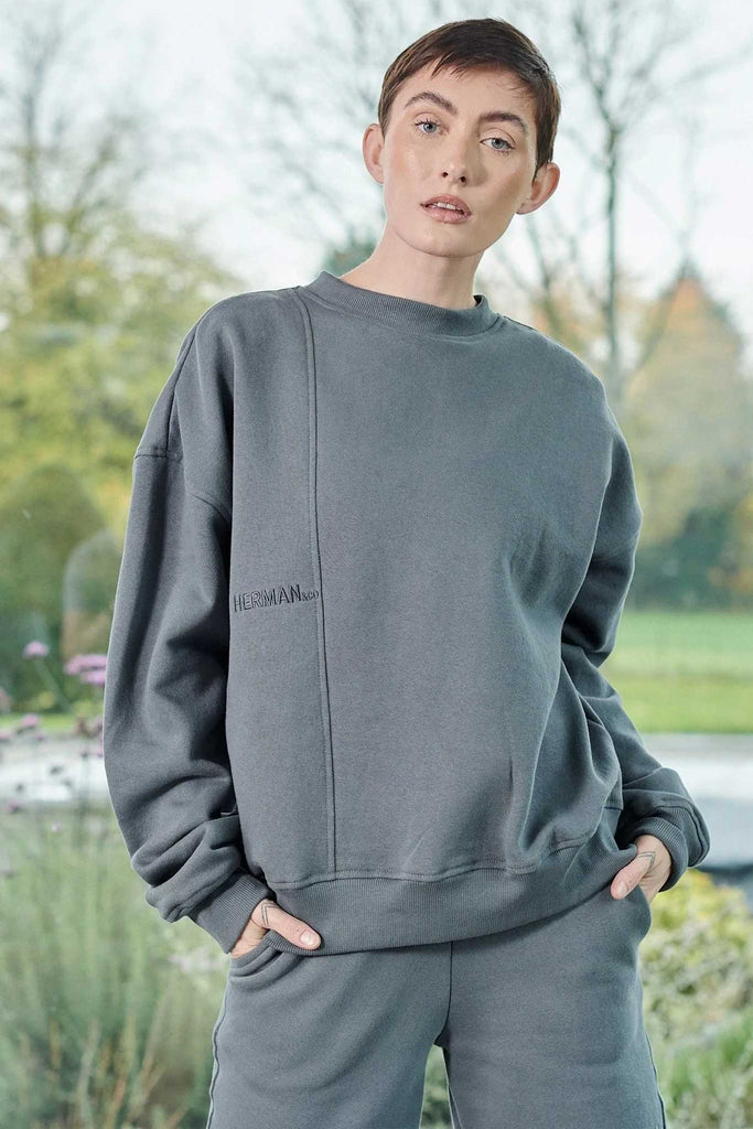unisex grey crew neck sweatshirt - Herman&Co