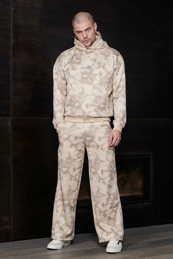 unisex beige tie dye wide leg tracksuit jogger - Herman&Co