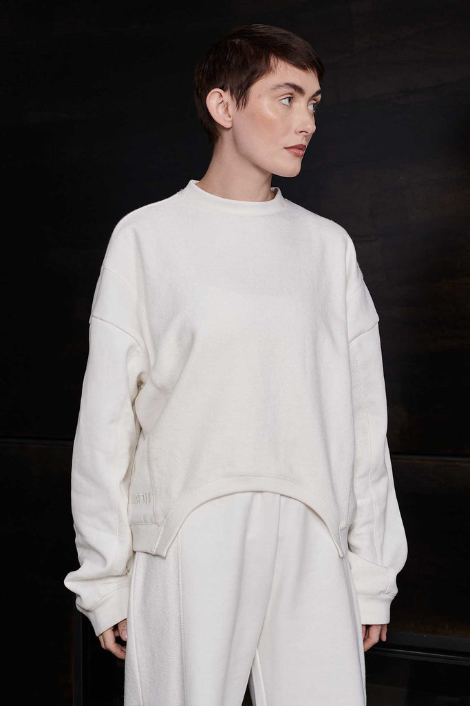 unisex oversized cropped white jumper - Herman&Co