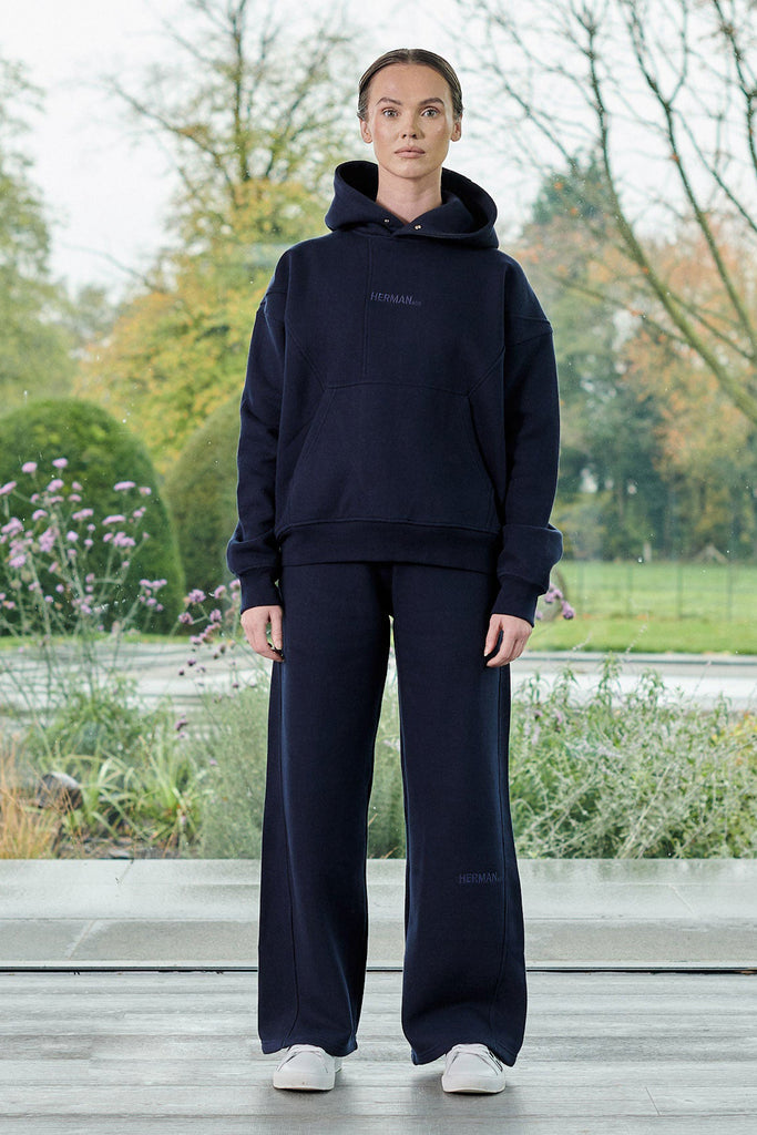 unisex oversized dark navy hoodie - Herman&Co