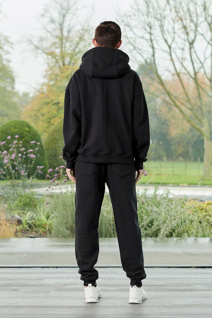 unisex overhead black zip up hoodie - Herman&Co
