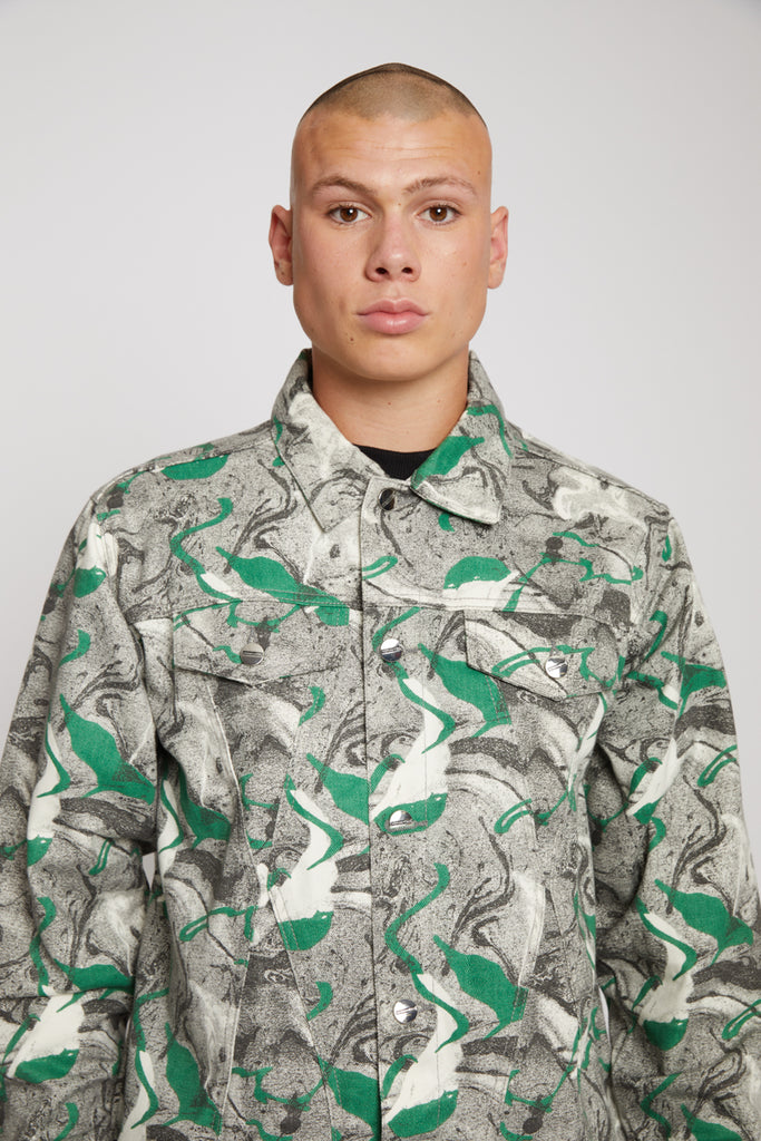 unisex green printed cotton jacket - Herman&Co