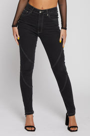 Seam Detail Skinny Jeans - Black