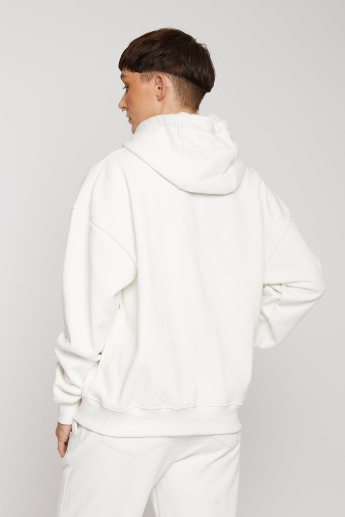 unisex overhead white zip up hoodie - Herman&Co