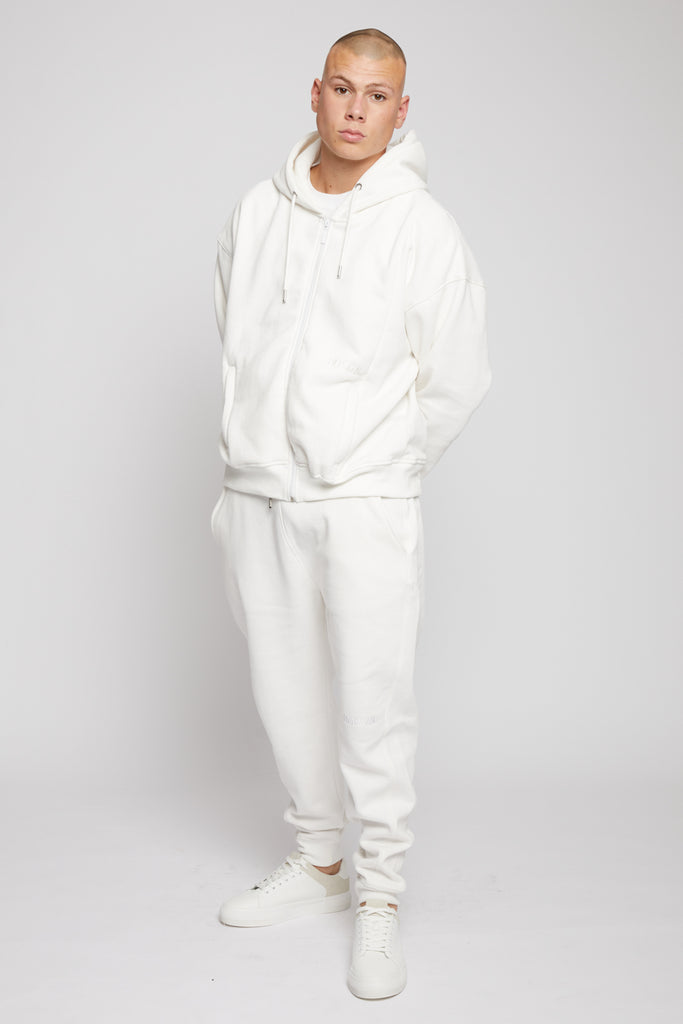 unisex oversized white zip up hoodie - Herman&Co