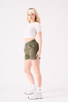 Womens Athleisure Shorts in Khaki - Jmojo