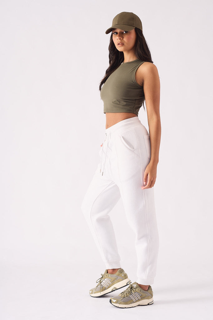 Womens Athleisure Straight Joggers in White - Jmojo