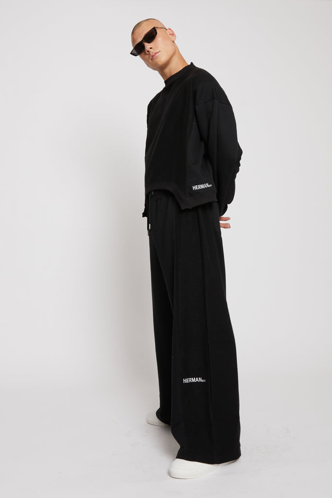 designer unisex cropped black jumper - Herman&Co