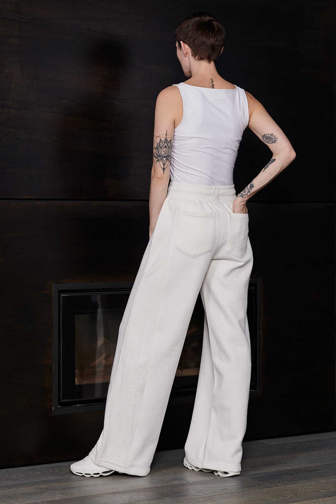 unisex white wide leg pant - Herman&Co