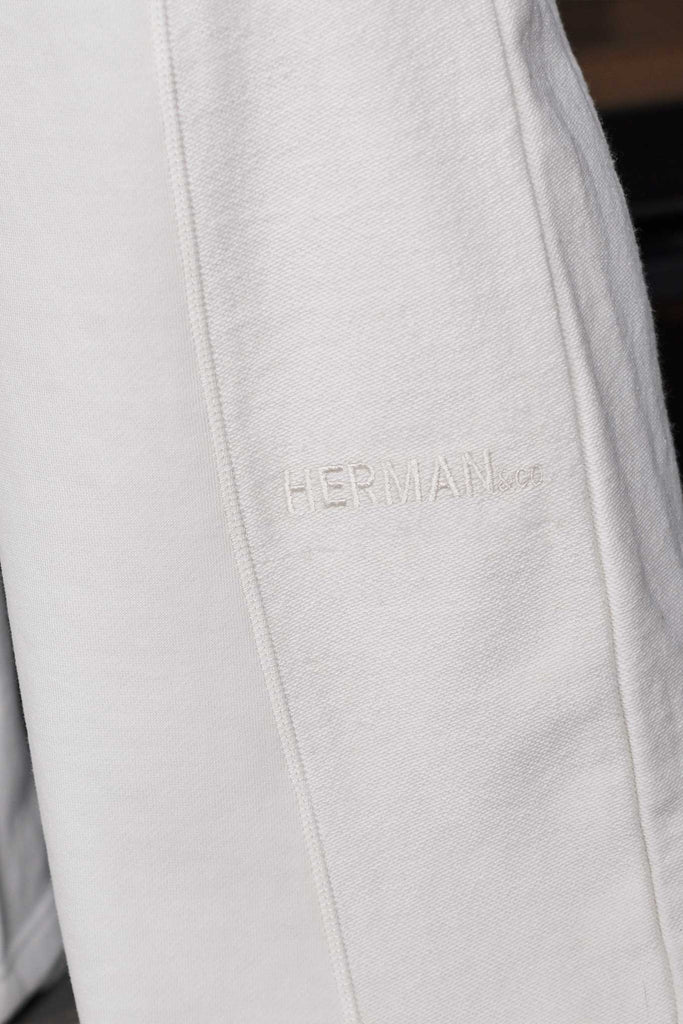 luxury unisex white wide leg jogger - Herman&Co