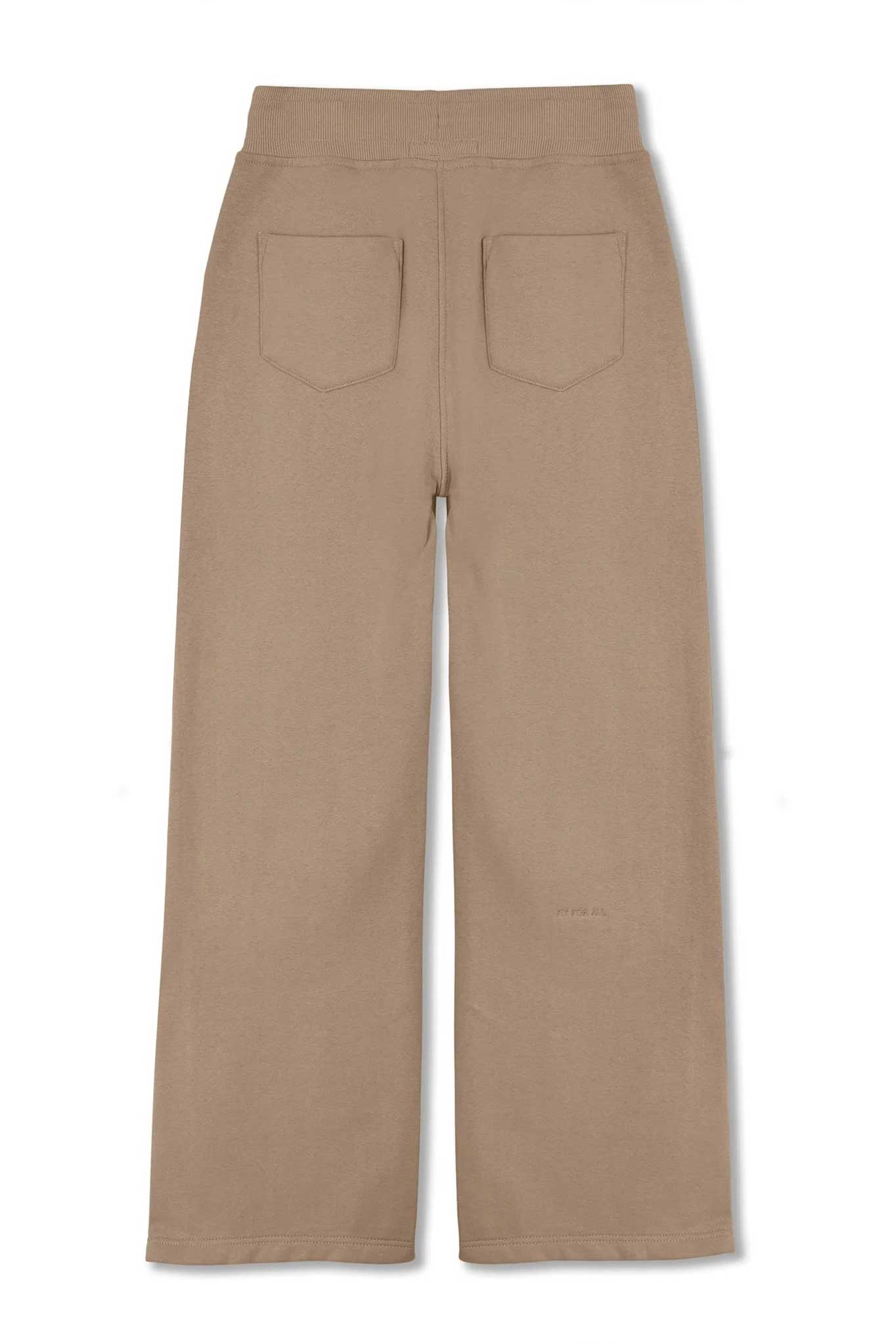 Back view of the men's beige joggers laid flat