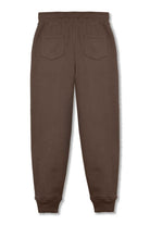 Back view of the brown tapered joggers for women laid flat.