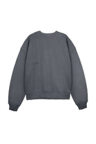 Studio flat lay shot of mens cool grey crew neck sweatshirt