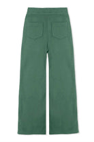 Back view of the dark green joggers for women laid flat.