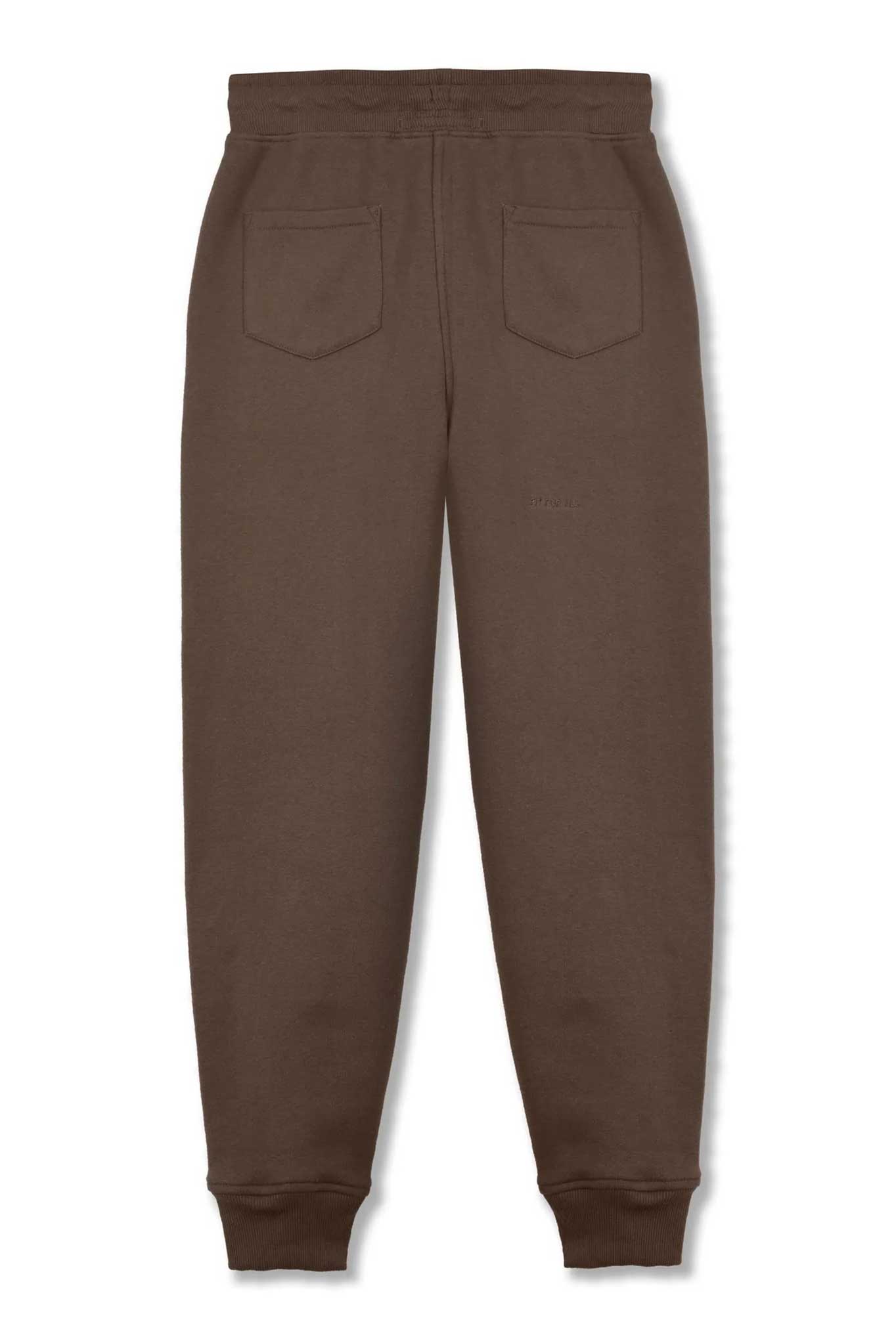 Back view of the men's brown tapered jogger laid flat