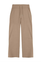 Front view of the men's beige joggers laid flat
